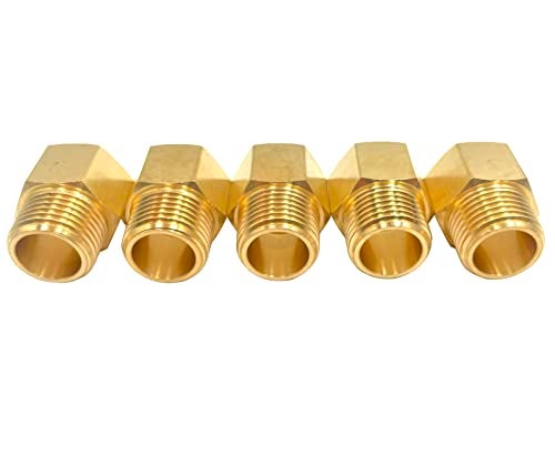 Bumugufu 5 Pack Solid Brass 1/2" Female NPT x 1/2" Male NPT Thread Brass Hex Pipe Fittings Adaptor - Image 1
