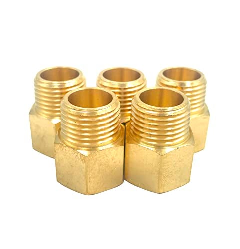 Bumugufu 5 Pack Solid Brass 1/2" Female NPT x 1/2" Male NPT Thread Brass Hex Pipe Fittings Adaptor - Image 5