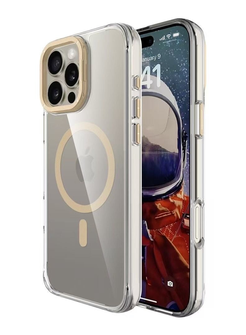 غطاء حماية خلفي لهاتف أبل 14 بلس / 15 بلس  بعدسة كاميرا باللون الذهبي مضاد للسقوط مصمم بشكل أنيق