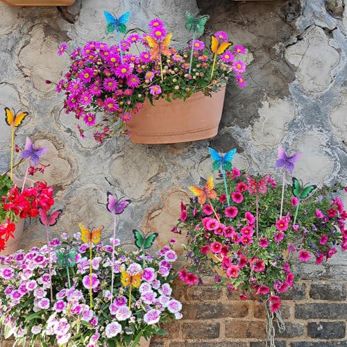 hogardeck Garden Decor for Outside, Set of 20 Metal Butterfly Decorative Garden Stakes for Spring Decor, Yard Art Garden Decorations for Outdoor Lawn Pathway Patio - Image 4