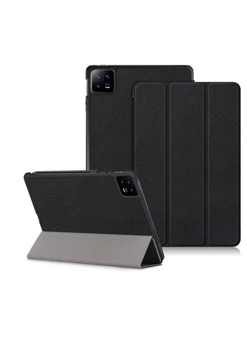 Excefore Case for Xiaomi Pad 6 / Pad 6 Pro, Slim Stand Hard Back Shell Cover with Auto Wake and Sleep, Tri fold Slim Lightweight Hard Shell Smart Protective Cover, Black, 11 inch - Image 1
