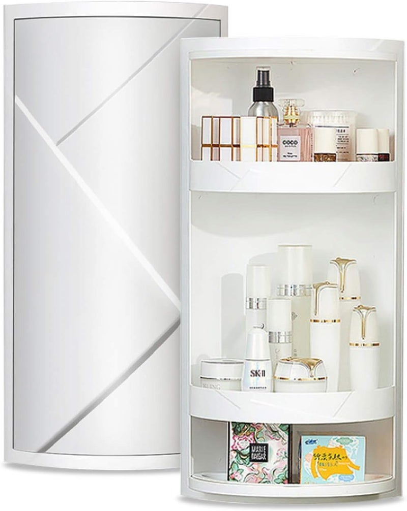 FEELING MALL Bathroom Storage Corner Vanity Cabinet Space Saver Rotating Organizer 2Tiered Storage Cabinet Countertop Storage or Wall Shelf Corner Shelf Hidden Storage Rack 60X21X21 CM ABS - Image 1