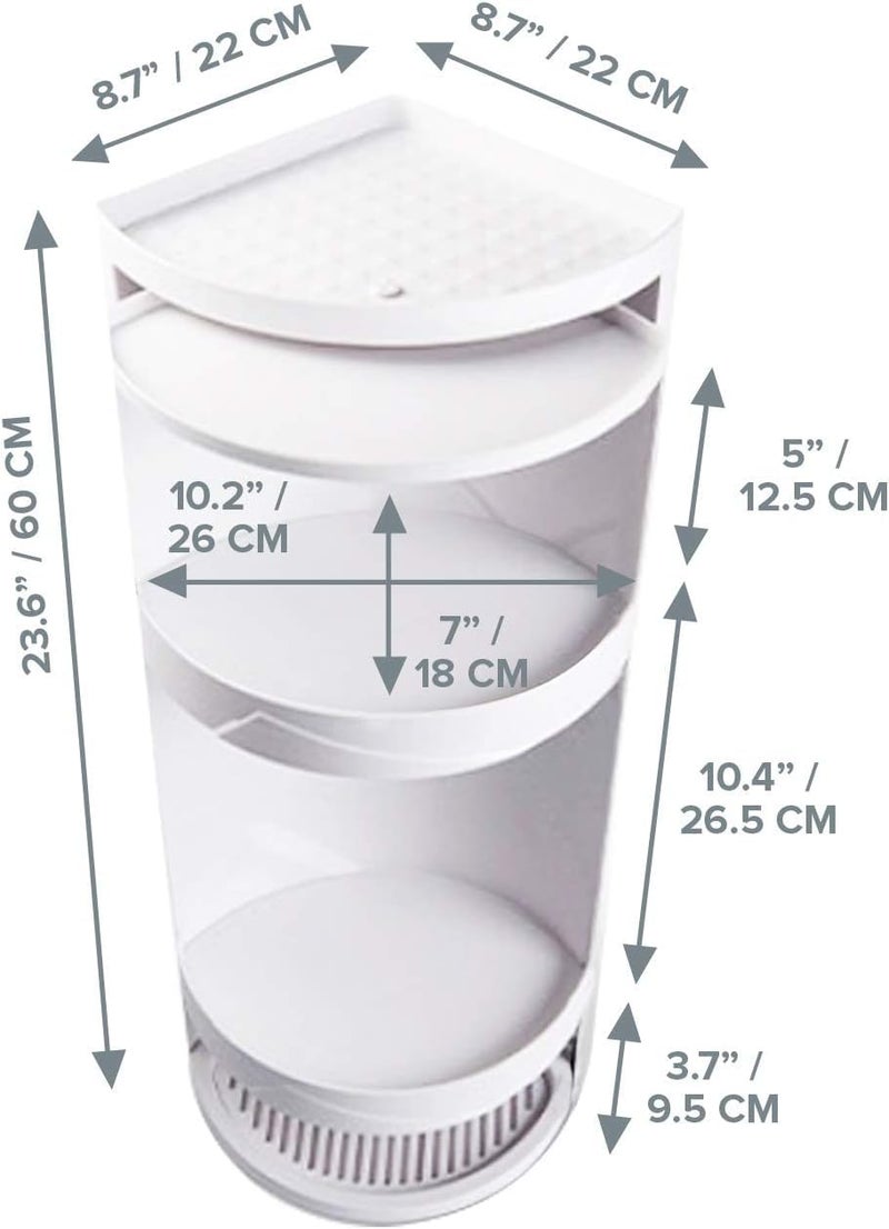 FEELING MALL Bathroom Storage Corner Vanity Cabinet Space Saver Rotating Organizer 2Tiered Storage Cabinet Countertop Storage or Wall Shelf Corner Shelf Hidden Storage Rack 60X21X21 CM ABS - Image 2