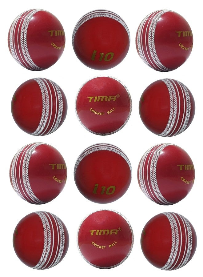 TIMA i-10 CricketBall for Practice, Training, Matches for All Age Group (Hard ShotBall, i-10 Softball) (Pack of 12) - Image 1