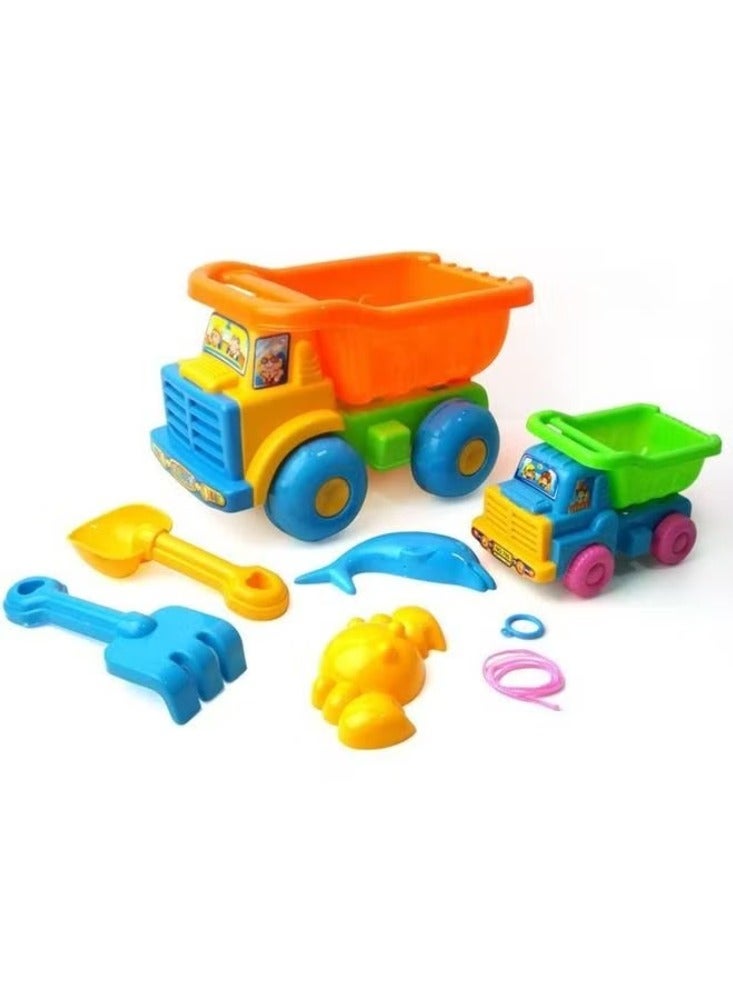 Trucks Construction Vehicles Toys Set for 1 2 3 Year Old Baby Toddlers Beach Dump Truck, Cement Mixer, Bulldozer, Tractor, - Image 1