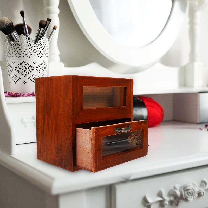 Retro Desktop Organizer Cosmetic Storage Box Multi-function Table Sundries Holder - Image 5