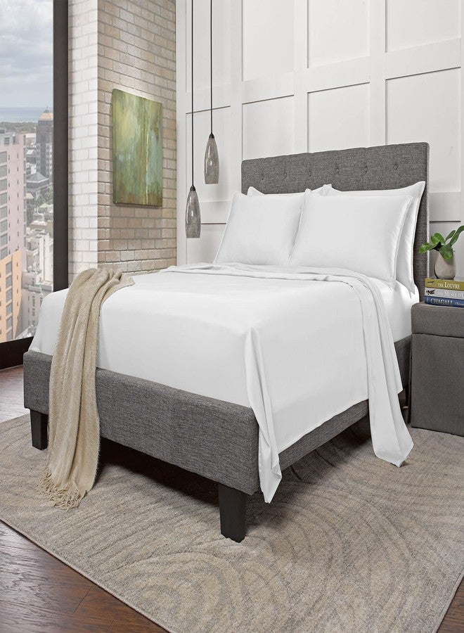 Stylinen طقم ملاءات سرير ستايلينين 100% عضوي برائحة الأوكالبتوس، مقاس كينج، 4 قطع، تينسل ليوسيل، ناعم كالحرير، يسمح بمرور الهواء، جيوب عميقة 16 بوصة، ملاءة مثبتة واحدة، ملاءة مسطحة واحدة، غطاءا وسادة (كينج، أبيض). - Image 3