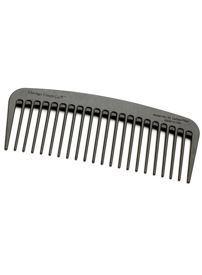 Chicago Comb Model 10 Carbon Fiber Compact Widetooth Comb Made In Usa Antistatic 5 Inches (12.7 Cm) Long Graphite Black - Image 1