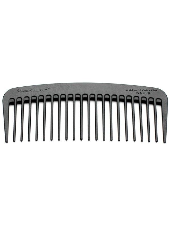 Chicago Comb Model 10 Carbon Fiber Compact Widetooth Comb Made In Usa Antistatic 5 Inches (12.7 Cm) Long Graphite Black - Image 3