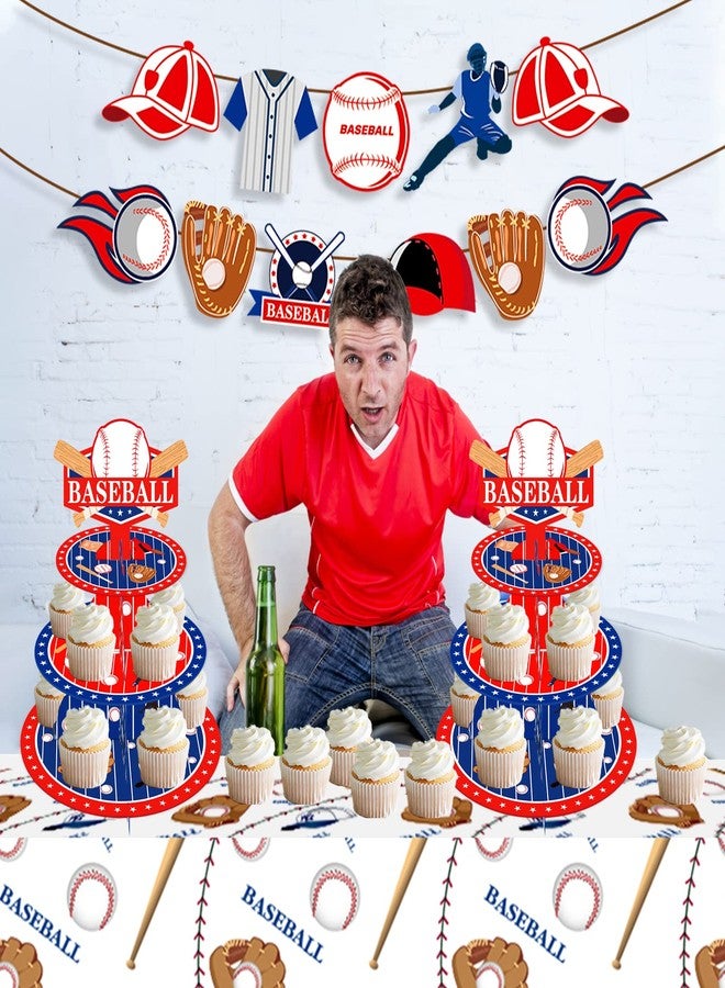 CC HOME Baseball Cupcake Stand 3 Tier Cake Stand for Kids Birthday Party Decorations Baseball Theme Baby Shower Supplies - Image 4