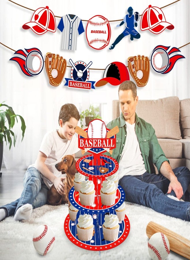 CC HOME Baseball Cupcake Stand 3 Tier Cake Stand for Kids Birthday Party Decorations Baseball Theme Baby Shower Supplies - Image 5