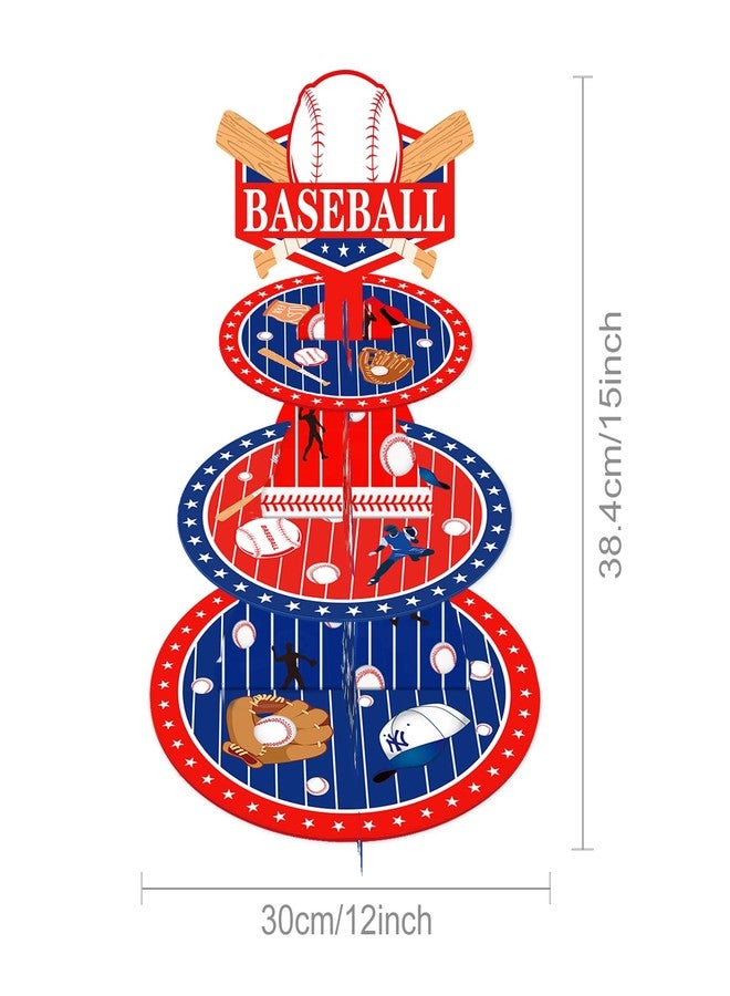 CC HOME Baseball Cupcake Stand 3 Tier Cake Stand for Kids Birthday Party Decorations Baseball Theme Baby Shower Supplies - Image 2