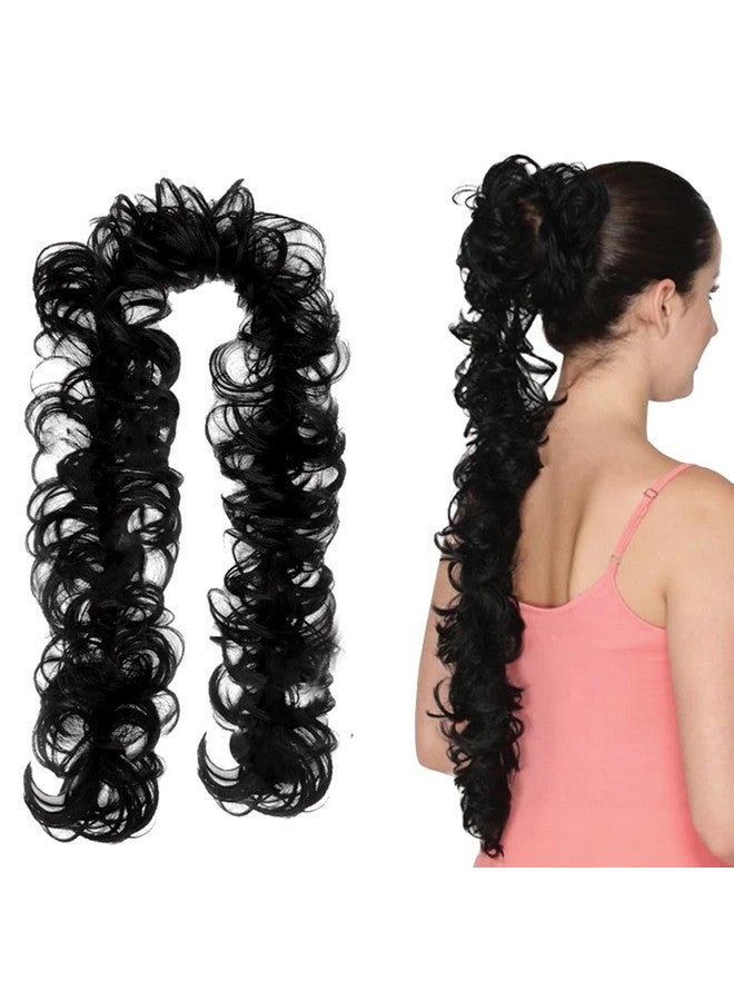 TEMPERIA Messy Hair Frill Extension for Women & Girls - Premium Braid Ponytail Hair Accessories - Black - 1 Pc - Image 1