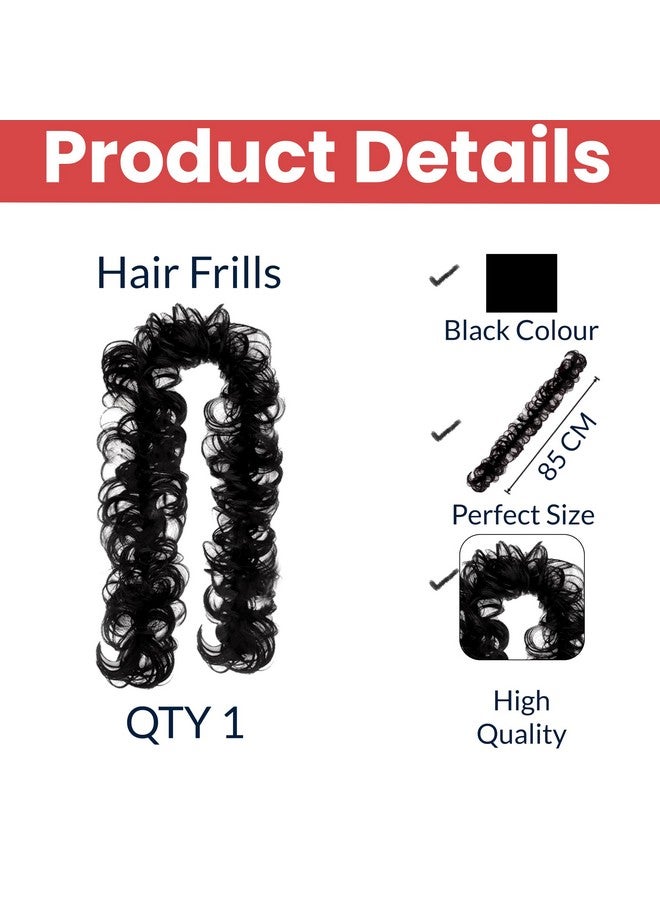 TEMPERIA Messy Hair Frill Extension for Women & Girls - Premium Braid Ponytail Hair Accessories - Black - 1 Pc - Image 2