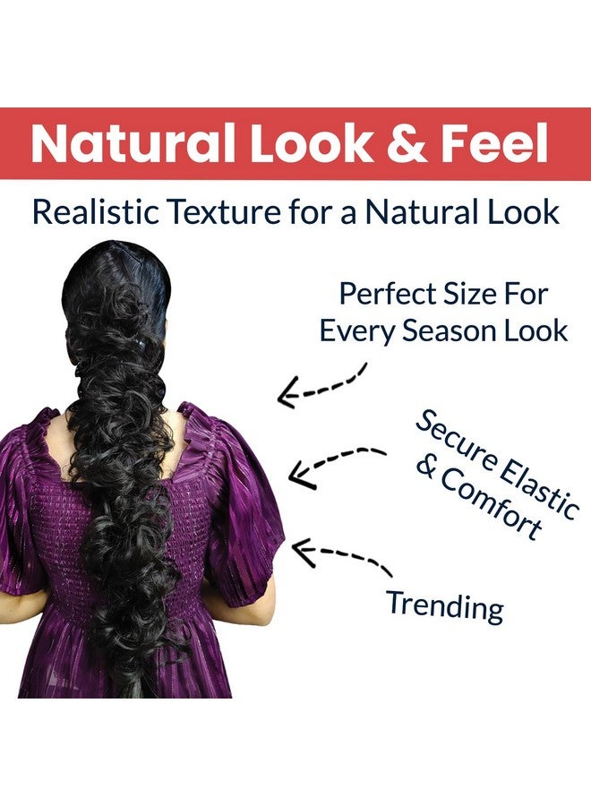 TEMPERIA Messy Hair Frill Extension for Women & Girls - Premium Braid Ponytail Hair Accessories - Black - 1 Pc - Image 3