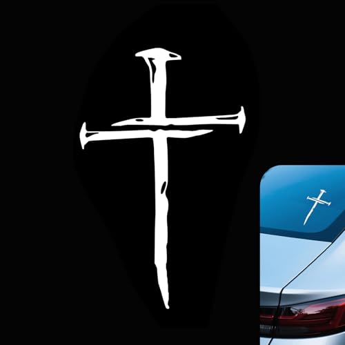Ferianl Cross of Nails Sticker Vinyl Removable Waterproof Decal for Cars Trucks Motorcycle Laptops Window Decal Sticker White - Image 1