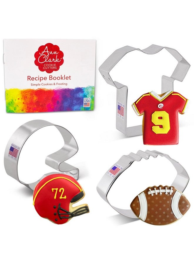 Ann Clark Cookie Cutters Football Cookie Cutters 3-Pc Set Made in the USA by Ann Clark, Football, Helmet, Jersey  - Image 1