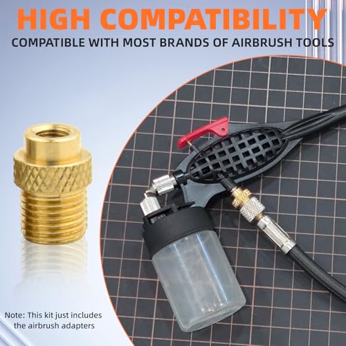 OPHIR 7 Pieces Airbrush Adapter, Professional Airbrush Hose Adapter 1/4 to 1/8, Airbrush Fittings Airbrush Connector for Air Brush Hose, Airbrush Compressor Adapter Kit Gold and Silver - Image 2
