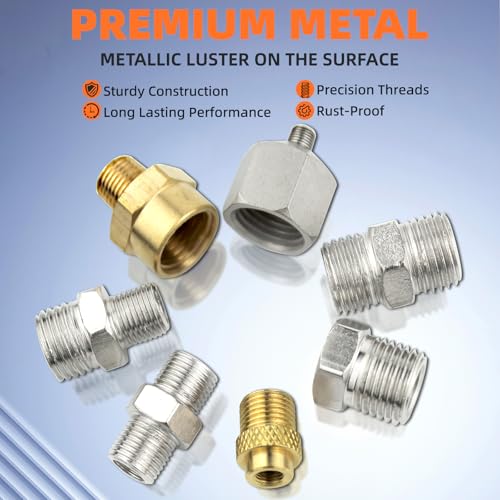 OPHIR 7 Pieces Airbrush Adapter, Professional Airbrush Hose Adapter 1/4 to 1/8, Airbrush Fittings Airbrush Connector for Air Brush Hose, Airbrush Compressor Adapter Kit Gold and Silver - Image 3