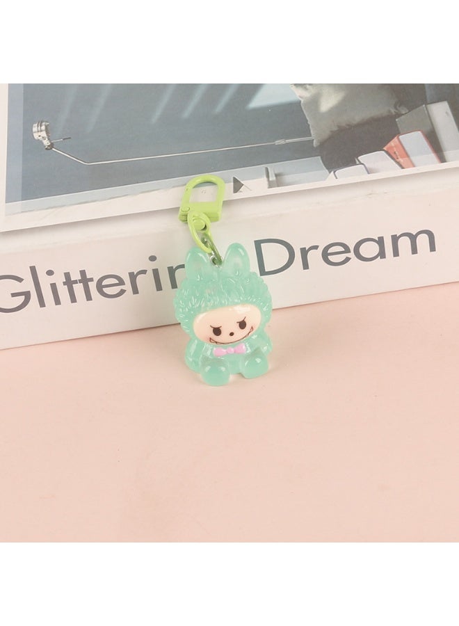 NIBEMINENT Resin Cartoon Cute Flocking LABUBU Keychain, Pendant Doll Accessory Key Chain Gift 