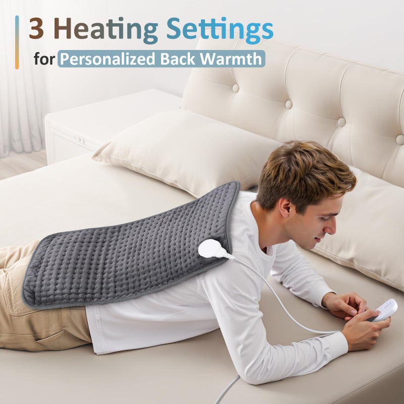 Comfytemp Heating Pad for Back & Period, FSA Eligible Electric Large Heat Pad, 2H Auto Off, Birthday Gifts for Women Men Mom Dad, HSA Approve Moist Neck Shoulder Legs Knee Heated Pad Washable, 12"x24" - Image 3