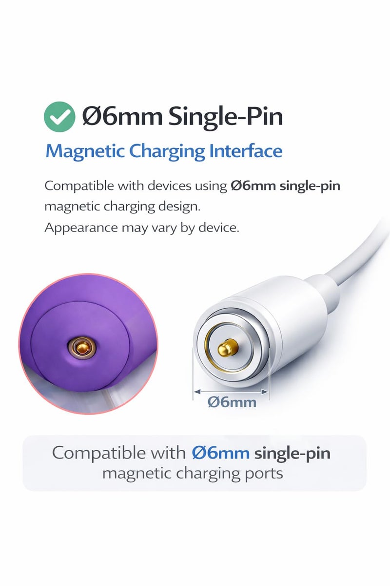 Mailink Magnetic Charging Cables, Replacement USB DC Charger Cable, USB Adapter Charging Cord (Cable(White/1PACK)) - Image 4
