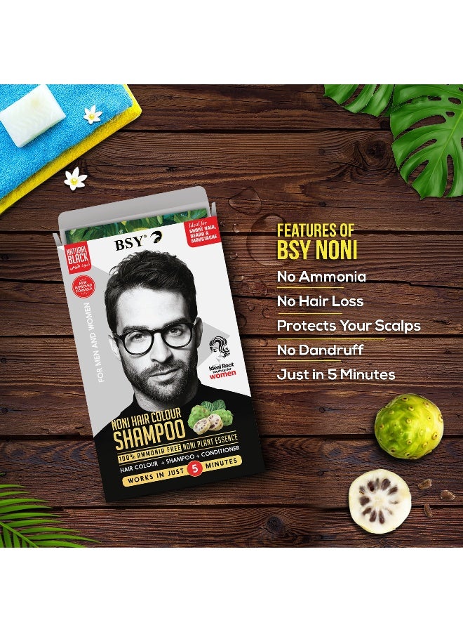 BSY Noni Hair Color Dye Shampoo Natural Black 12 Ml - Image 2