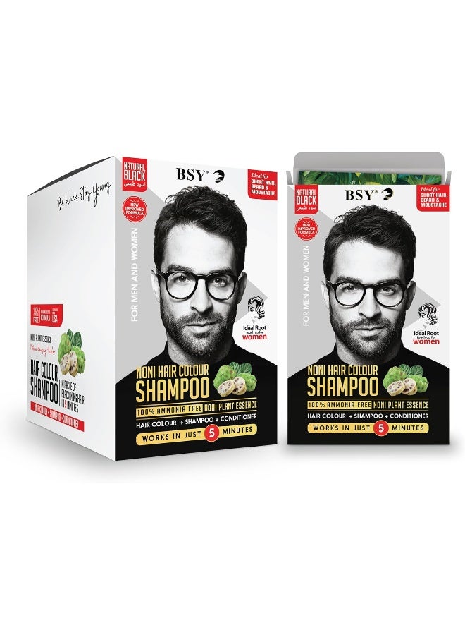 BSY Noni Hair Color Dye Shampoo Natural Black 12 Ml - Image 1