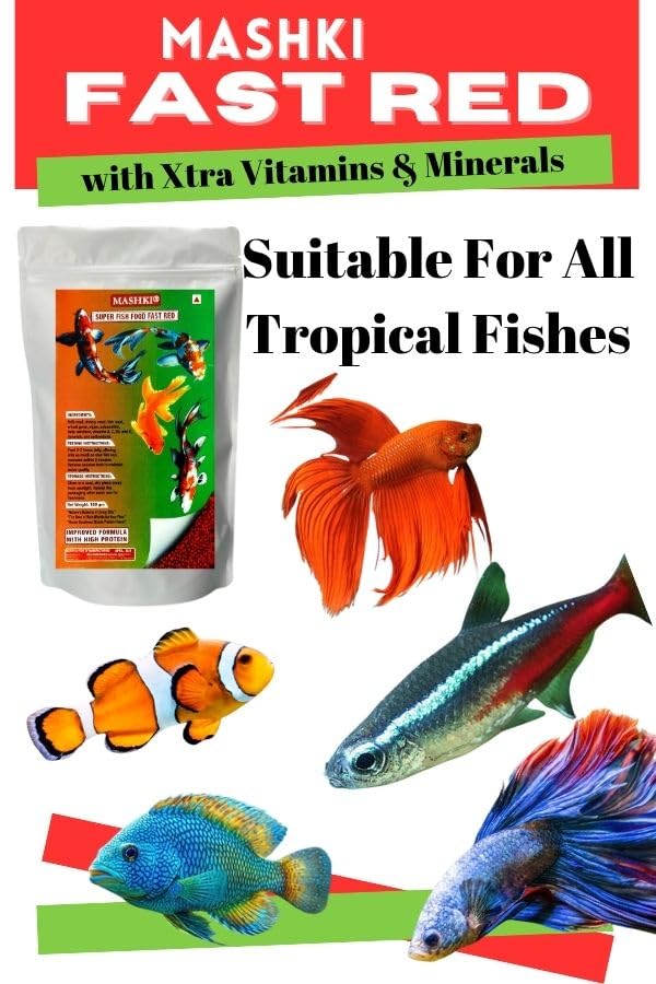 MASHKI Fast Red Fish Food with Extra Vitamins and Minerals, High Nutrition Dry Pellets, for All Fishes - Image 2