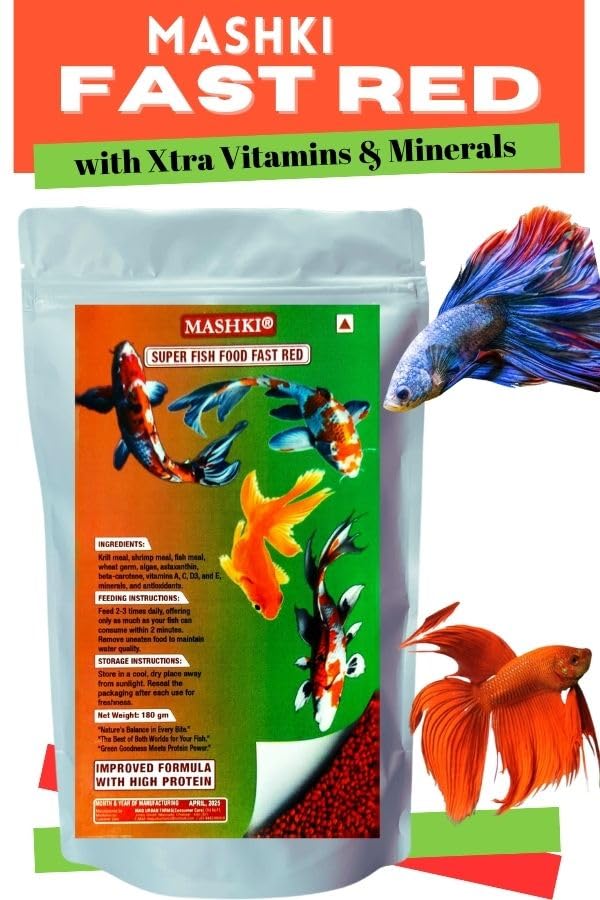 MASHKI Fast Red Fish Food with Extra Vitamins and Minerals, High Nutrition Dry Pellets, for All Fishes - Image 4
