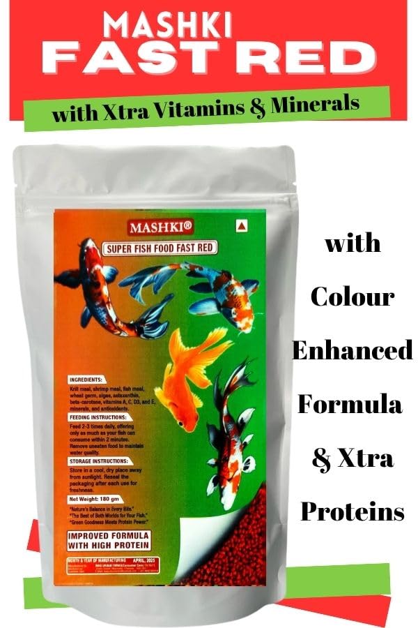 MASHKI Fast Red Fish Food with Extra Vitamins and Minerals, High Nutrition Dry Pellets, for All Fishes - Image 3