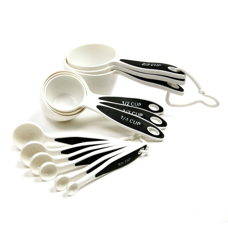 Norpro 3042 Grip-EZ Measuring Cups & Spoons, Set of 12 White/Black - Image 1