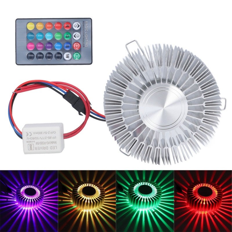 مصباح جداري زهرة الشمس: إضاءة LED RGB قابلة للدوران بزاوية 360 درجة، وتشغيل عن بعد بـ 24 مفتاح، وشريحة من الألومنيوم عالية الجودة - مقاومة للحرارة، إضاءة محيطية قابلة لتعديل السطوع لغرفة النوم والغرفة المعيشة والبار وتزيين الحفلات - Image 1