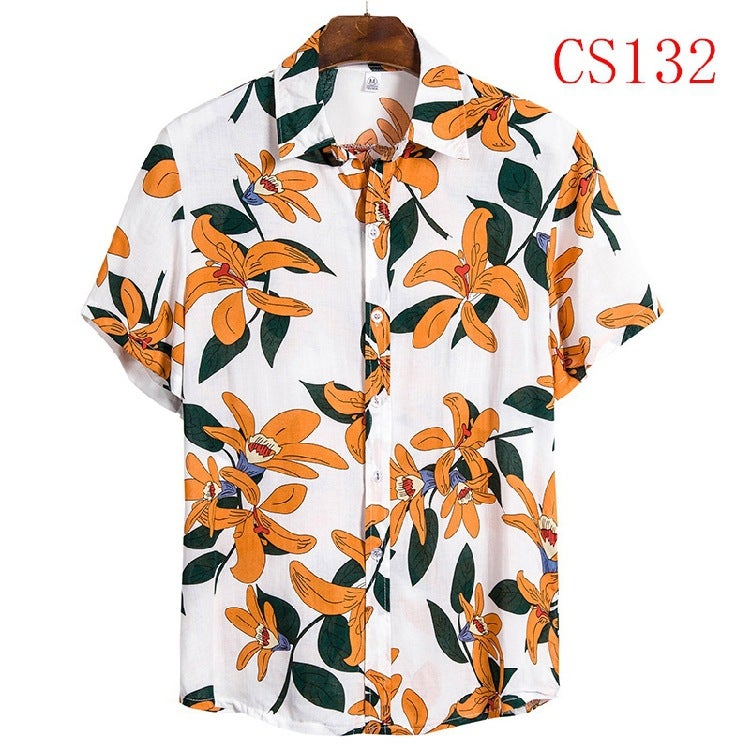 Explosions 2020 New Foreign Trade Source Hawaiian Style US Size Printed Short Sleeve Shirt Men's Casual T-Shirt - Image 4