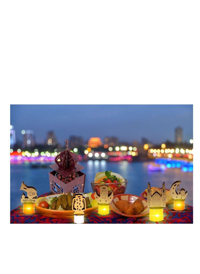 ماركة غير محددة رمضان مبارك شموع اضاءة ديكورية (اعمال خشبية) - 5 قطع  - Image 2