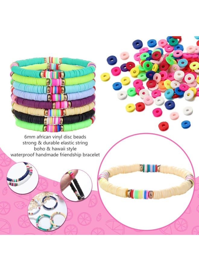 Florideco 10-12 Pcs Heishi Bracelet Clay Disc Bracelet for Women Rainbow Polymer Clay Fruit Flower Beaded Bracelet Stackable Surfer Stretch Cord Bracelets Summer Beach Jewelry - Image 2