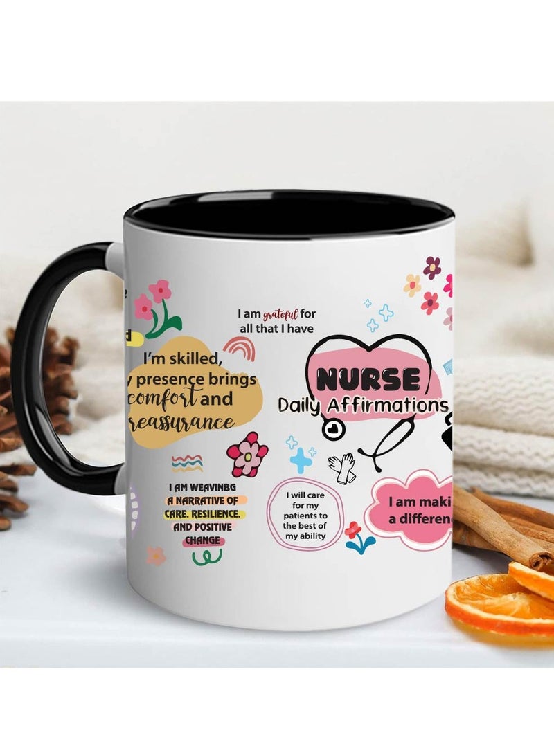 PRINTSHOP4ME Nurse Day Black Ceramic Coffee Mug - Double-Sided Printed - Gift for International Nurses Day - Nurse Appreciation Gifts - Perfect for Medical Professionals, Students - Nurses Week Gift - Image 2