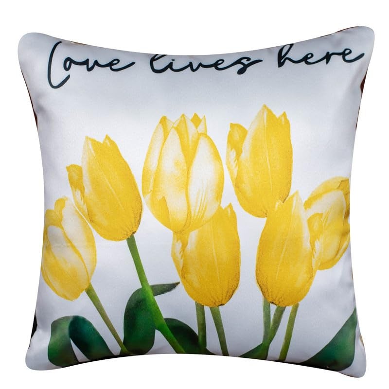 Vendola Decorative Satin Sofa Cushion Covers Set of 5, 18 inch x 18 inch, Sofa Cushion Pilow Cover, Yellow and White, Zipper Closure (Golden Glow, 18X18 Inches) - Image 4