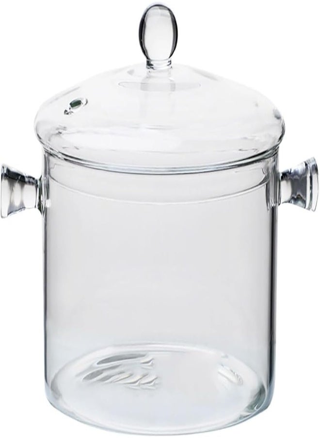 AKDC Jjone Glass Saucepan, 1500Ml Thick Borosilicate Glass Pot, Clear Glass Cooking Pot, Glass Saucepan With Cover, Heat-Resistant Glass Stovetop Pot - Safe For Pasta Noodle, Soup, Milk (A)  - Image 1