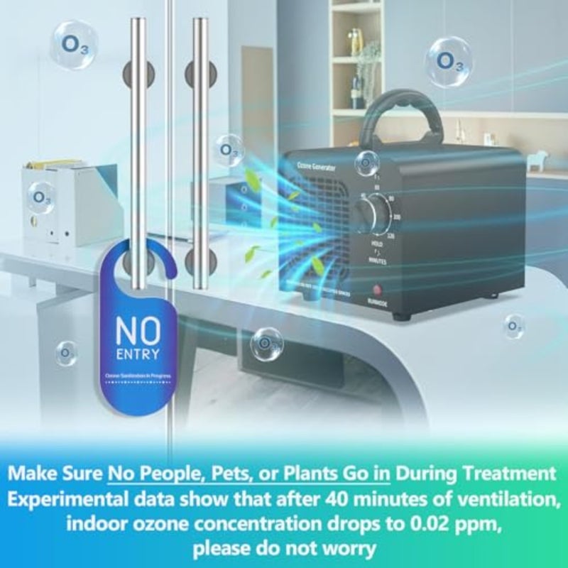Ozone Generator 60000mg/h, Industrial/Home Ozone Machine, Odor Removal for Areas of 6, 000 Square Feet, High Capacity Odor Eliminator for Car, Rooms, Smoke, Pets, O3 Air Purifier Deodorizes Black - Image 4