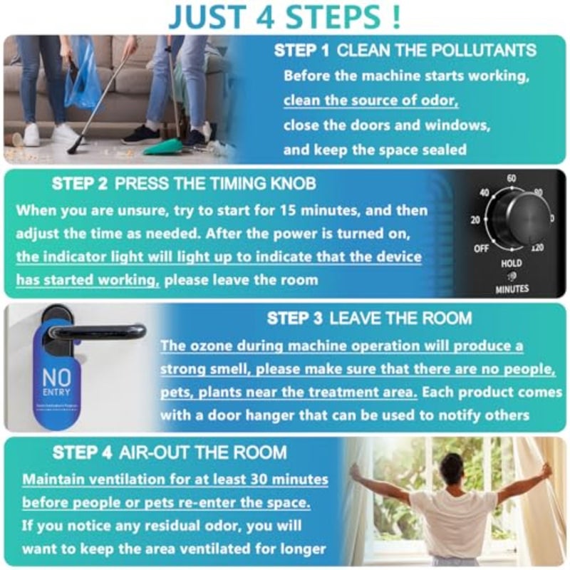 Ozone Generator 60000mg/h, Industrial/Home Ozone Machine, Odor Removal for Areas of 6, 000 Square Feet, High Capacity Odor Eliminator for Car, Rooms, Smoke, Pets, O3 Air Purifier Deodorizes Black - Image 5