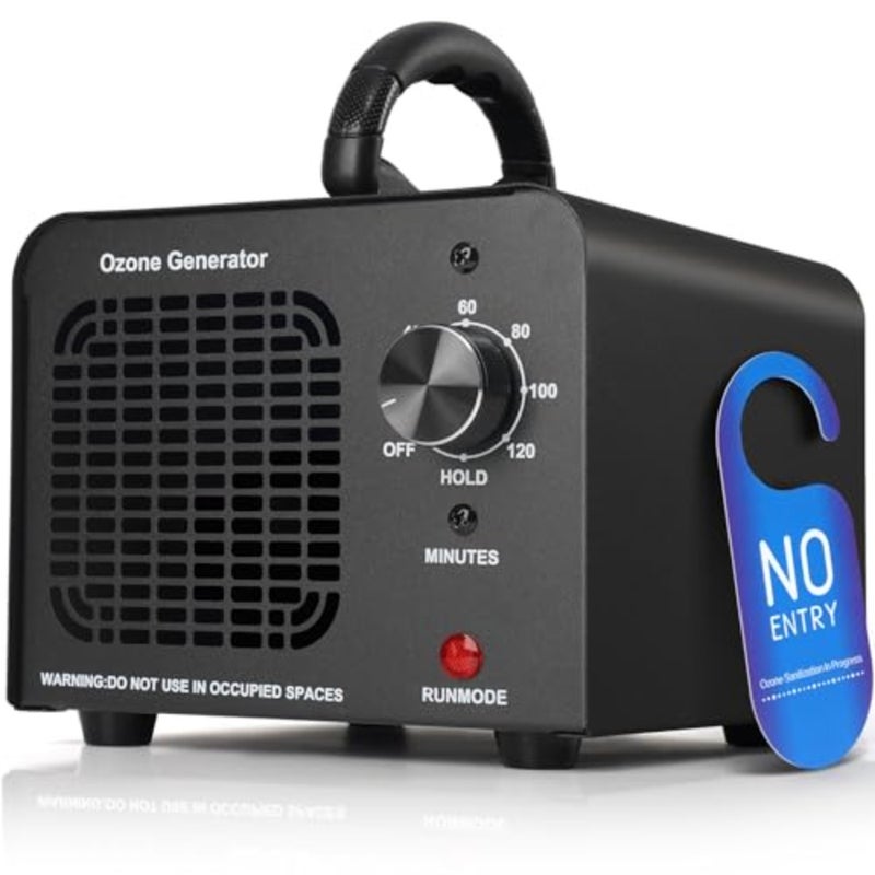 Ozone Generator 60000mg/h, Industrial/Home Ozone Machine, Odor Removal for Areas of 6, 000 Square Feet, High Capacity Odor Eliminator for Car, Rooms, Smoke, Pets, O3 Air Purifier Deodorizes Black - Image 1