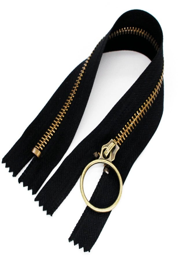 Leekayer 10 PCS 12 Inch (30cm) #5 Metal Zippers for Sewing Bags Crafts Antique Brass Plated Brass Zippers Ring Pull Bronze Zipper Bulk (#5 Anti-Brass) - Image 3