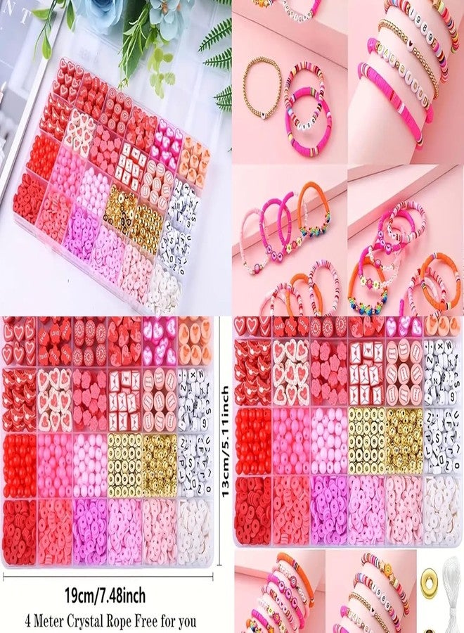 TRYV DIY Jewelry Making Kit for Girls - 1480+ Beads for Bracelets, Alphabet Beads, Charms & Strings | Preppy Clay Beads Bracelet Kit | DIY Craft Kit Gift for Kids & Girls | Friendship & Art Project Set - Image 4