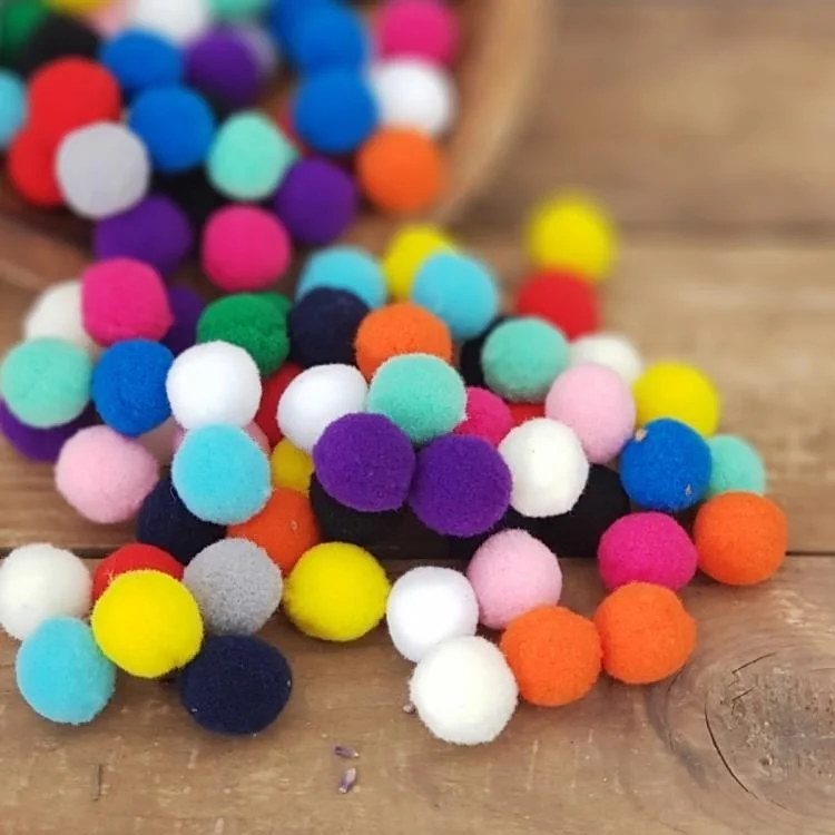 ماشو تريند Plush Pompom 20 mm - Colorful Pompom 50 Pieces - Plush Pompom - Ornamental Pompom