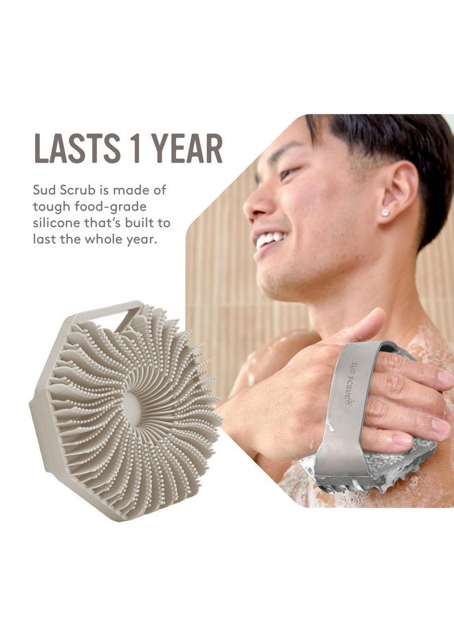 Sud Scrub ® Antimicrobial Silicone Body Scrubber, Exfoliating Body Scrubber For Sensitive Skin, Eco Friendly Shower Scrubber For Body, Silicone Body Brush For Showering, Clay  - Image 4