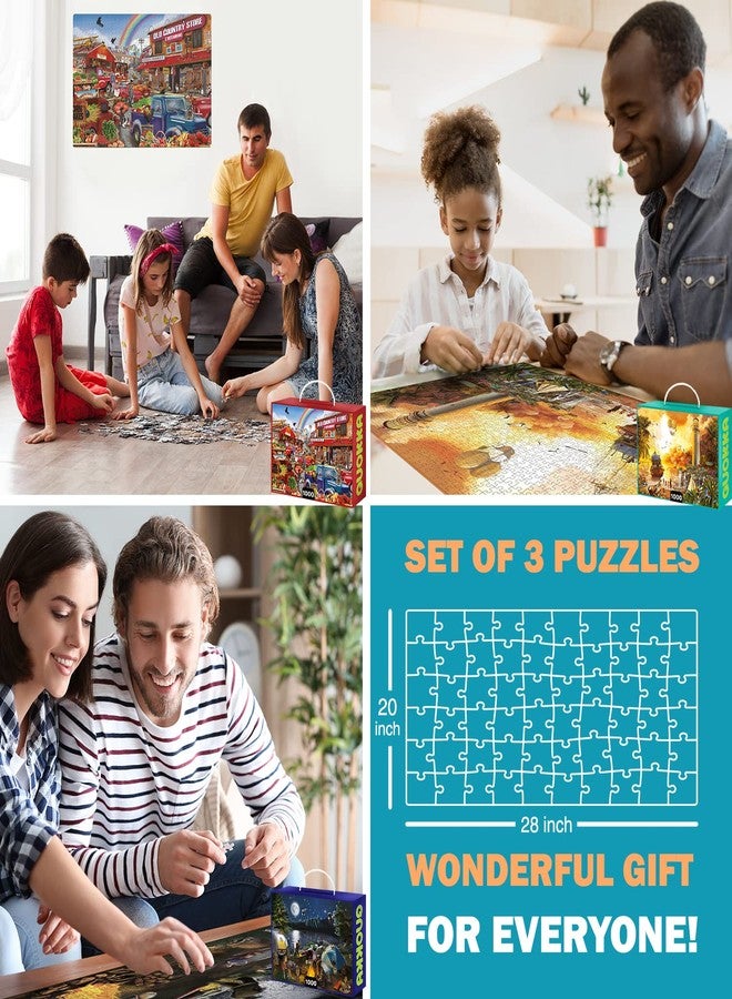 QUOKKA 1000 Piece Jigsaw Puzzle for Adults − Pack of Unique Adult Puzzles by − Enjoy Market, Lighthouse and Camping Designs for Women Men and Kids Ages 8-10-12 (Set of 3 Puzzles) - Image 4