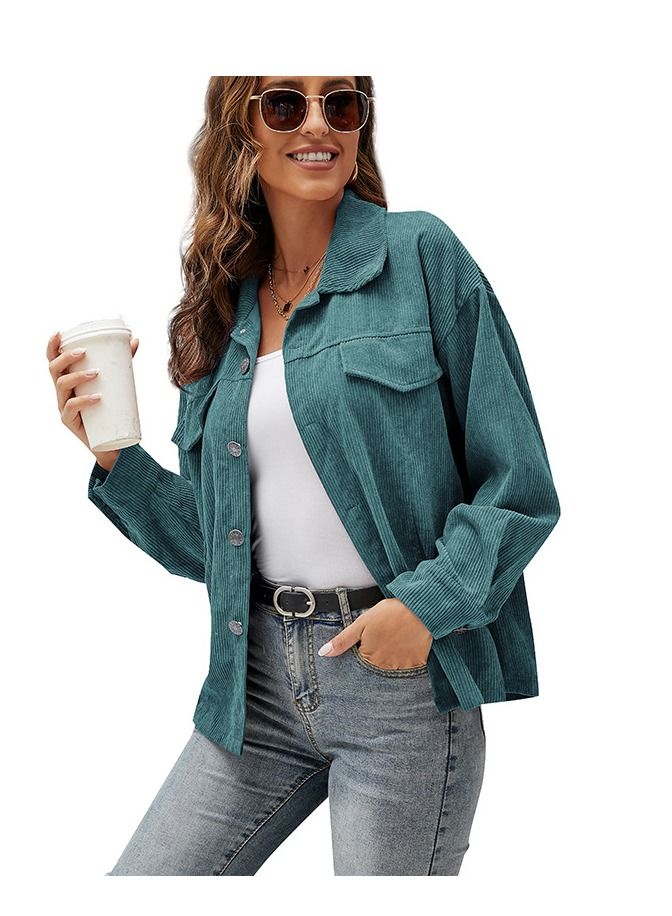 Loquat Women's Spring And Autumn New Corduroy Long Sleeved Loose Casual Shirt 