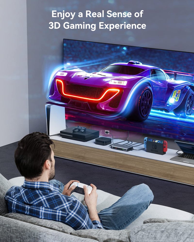 GANA HDMI Switch 5 in 1 Out 4K@60Hz, GANA HDMI Splitter Switcher with Remote, Aluminum HDMI 2.0 Switch Box Hub for 3D, HDCP2.2, HDR, Compatible with Xbox, PS5/4/3,Fire Stick,Roku,Blu-Ray Player - Image 5