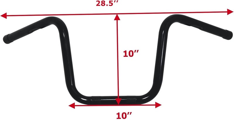 AIRCMT 10'' Rise Drag Ape Hanger 1'' HandleBar for Harley Davidson Sportster XL 883 1200 Dyna Wide Glide Street Bob Low Rider Gloss Black - Image 2